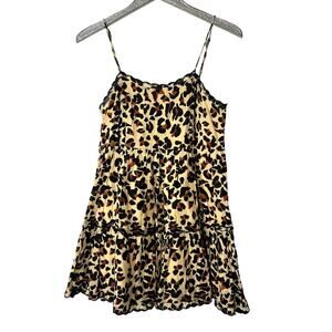 Urban Outfitters Leopard Print Scallop Trim Cotton Dress